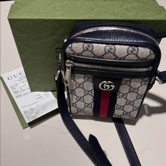Gucci Handbags - Gucci Ophidia GG Web Shoulder Bag Mini Beige Blue